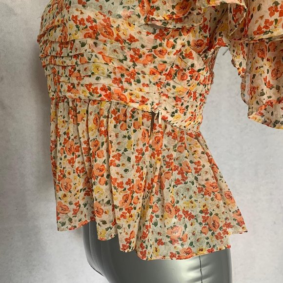 🌟HOST PICK🌟 Zara Basic Ruffle Floral Blouse - Picture 4 of 10